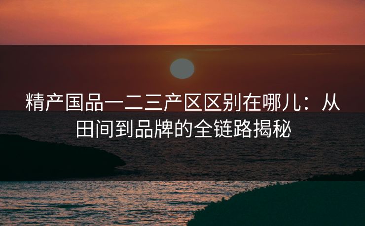 精产国品一二三产区区别在哪儿：从田间到品牌的全链路揭秘