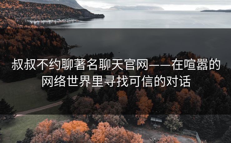 叔叔不约聊著名聊天官网——在喧嚣的网络世界里寻找可信的对话